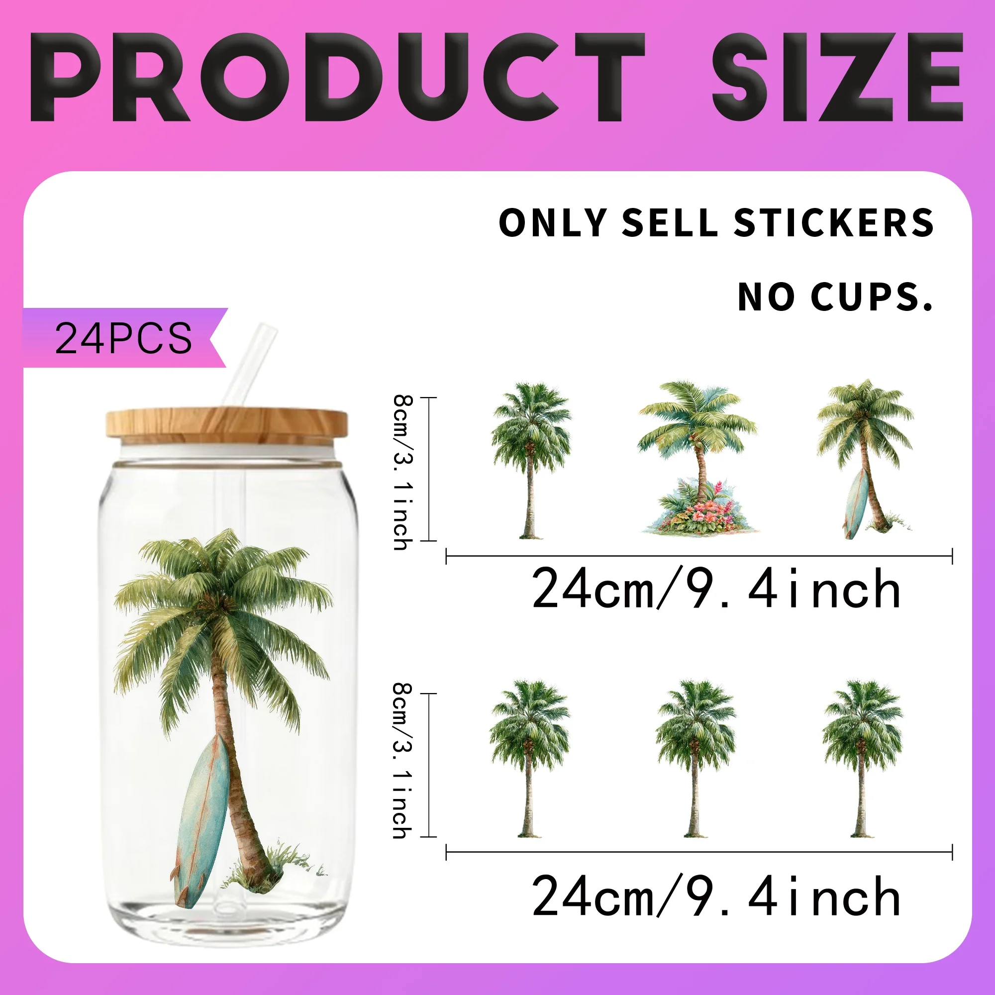 24PCS/Set Palm Tree Watercolor - Rdta Tank Glass recension och pris