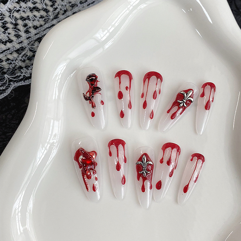 10Pcs Long Almond Press On Nai - Drip Tip Resin recension och pris