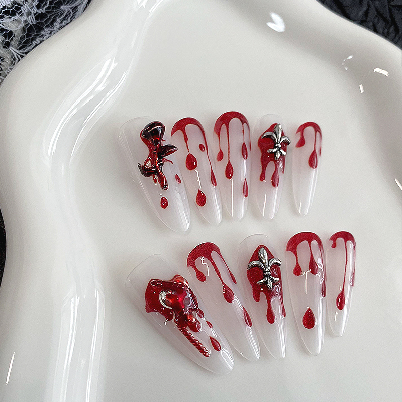 10Pcs Long Almond Press On Nai - Drip Tip Resin recension och pris