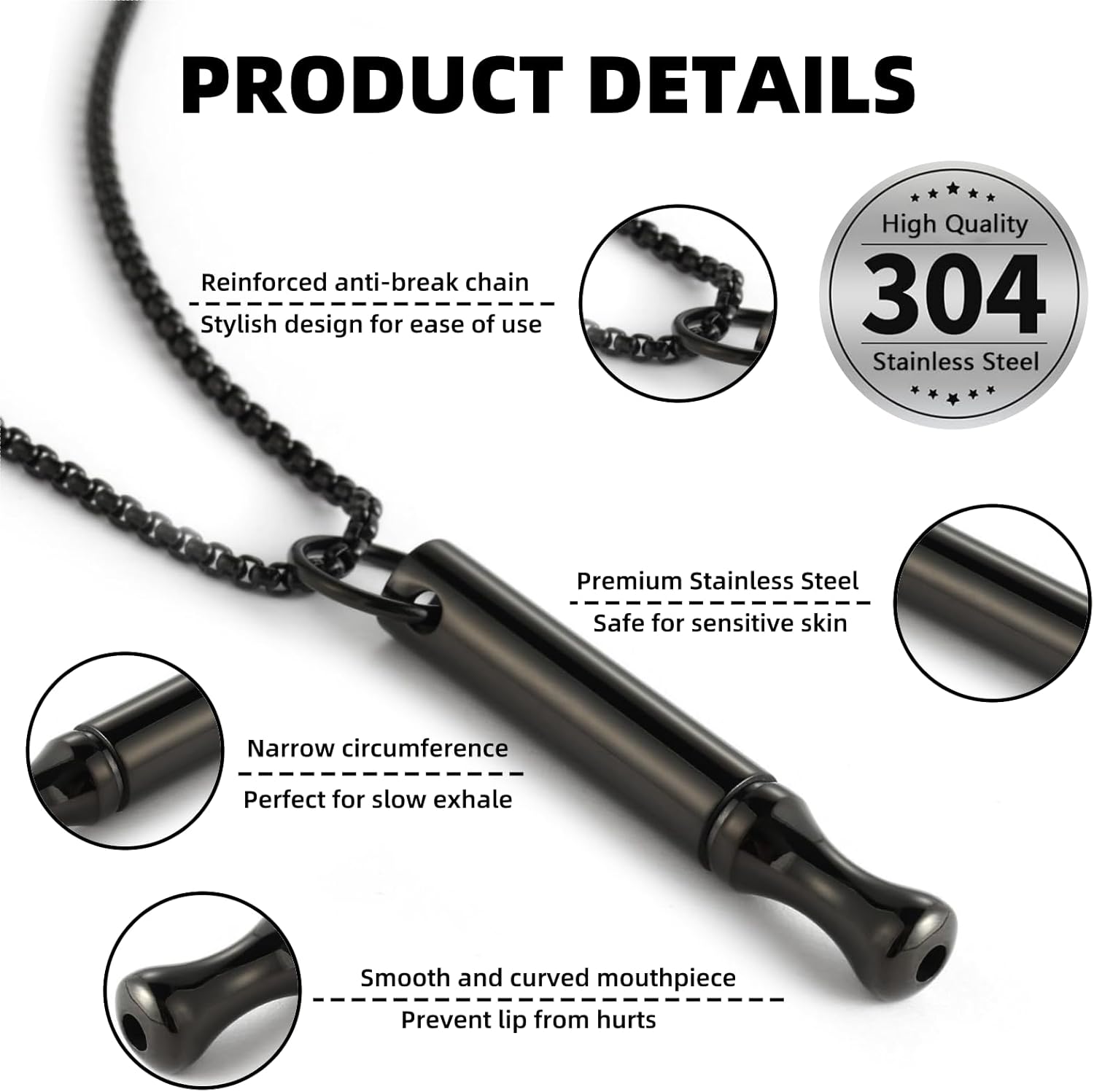 Titanium Steel Breathing Neckl - Accessories For Vaping recension och pris